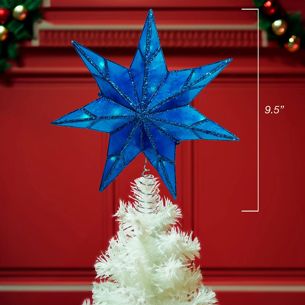 Kurt Adler 10-Light 7-Point Blue Capiz Star Treetop